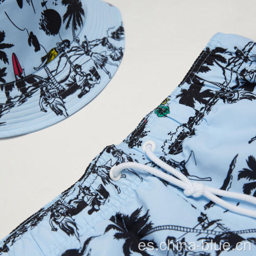 Menores pantalones cortos de playa de verano con estampado de flores para hombres